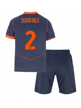 Billige Inter Milan Denzel Dumfries #2 Tredjedraktsett Barn 2025-26 Kortermet (+ Korte bukser)